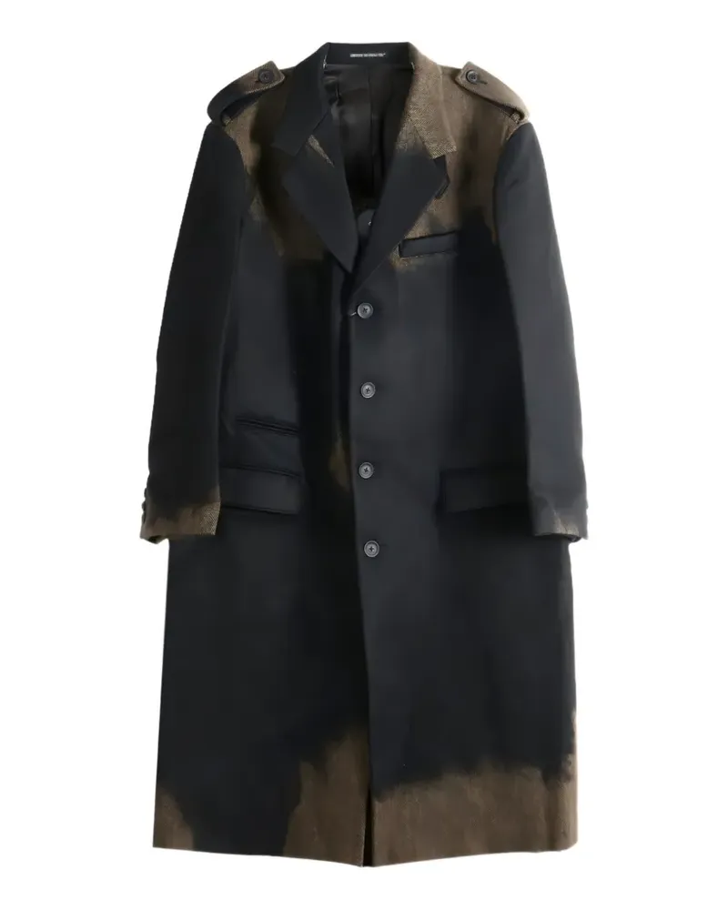 Yohji Yamamoto sprayed-effect epaulette single-breasted coat - Schwarz Schwarz