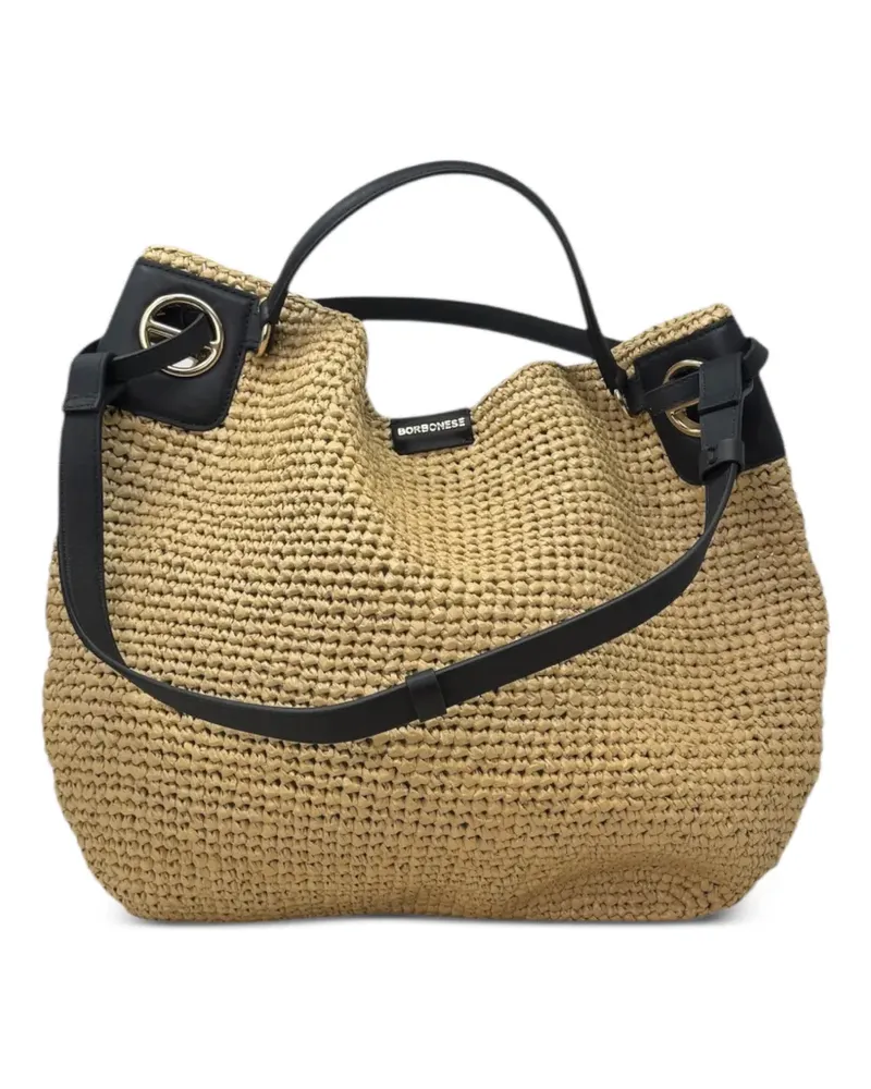 Borbonese Large London woven shoulder bag - Nude Nude