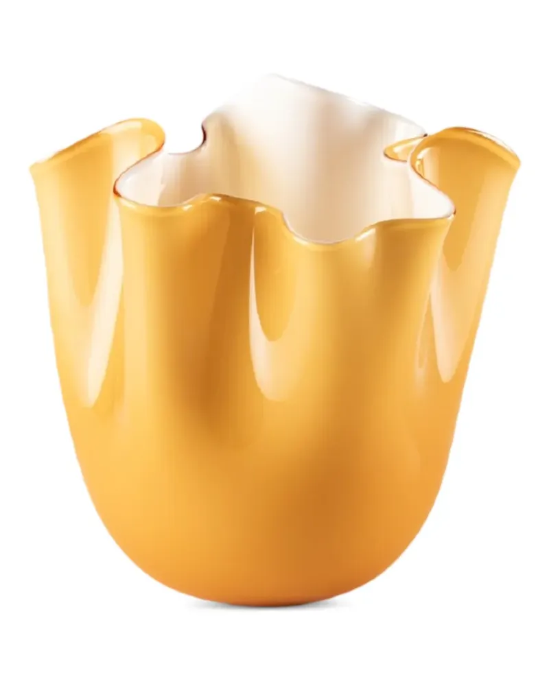 Venini Mittelgroße Fazzoletto Vase - Gelb Gelb
