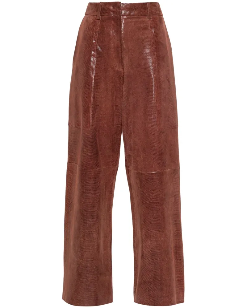 forte_forte Gerade Wildlederhose - Braun Braun