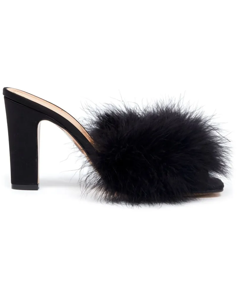 Maison Margiela Feather Mules aus Satin 90mm - Schwarz Schwarz