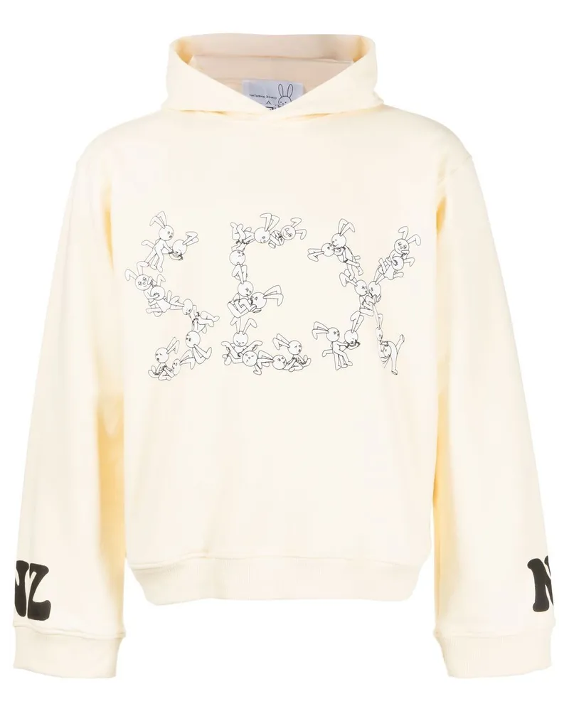 Natasha Zinko Hoodie mit Hasen-Print Weiß