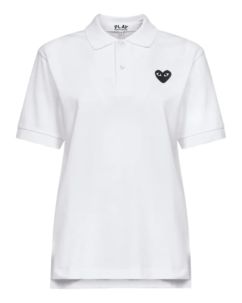 Comme des Garçons embroidered heart patch polo shirt - Weiß Weiß