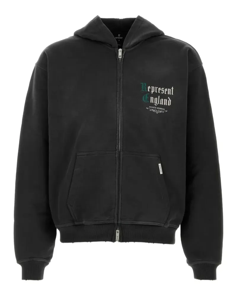 REPRESENT Slate logo-print zip-up hoodie - Schwarz Schwarz