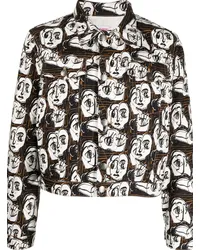 Charles Jeffrey Loverboy Jeansjacke mit Gesicht-Print Schwarz