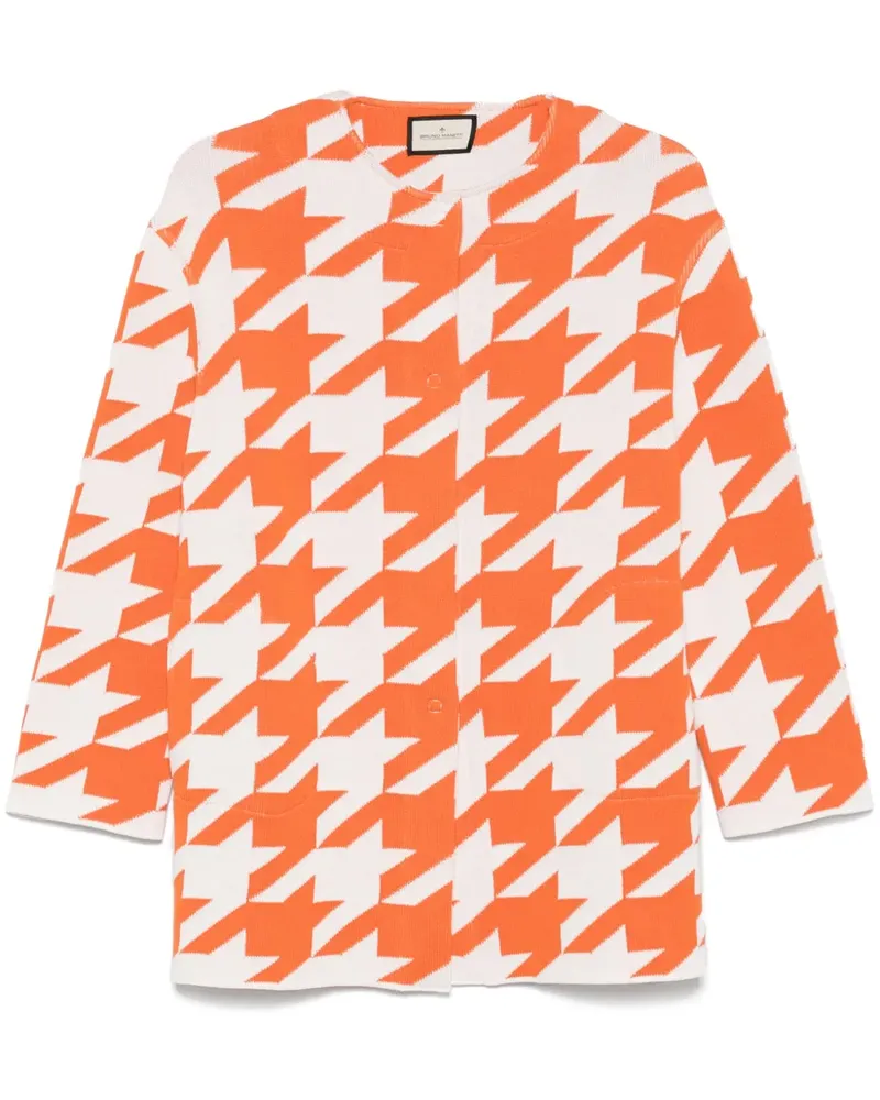 Bruno Manetti Cardigan mit Hahnentrittmuster - Orange Orange