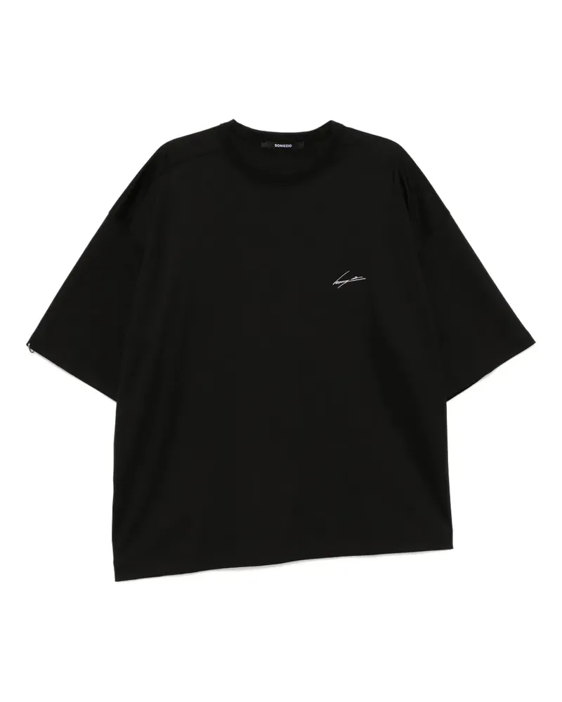 SONGZIO T-Shirt mit asymmetrischem Schnitt - Schwarz Schwarz