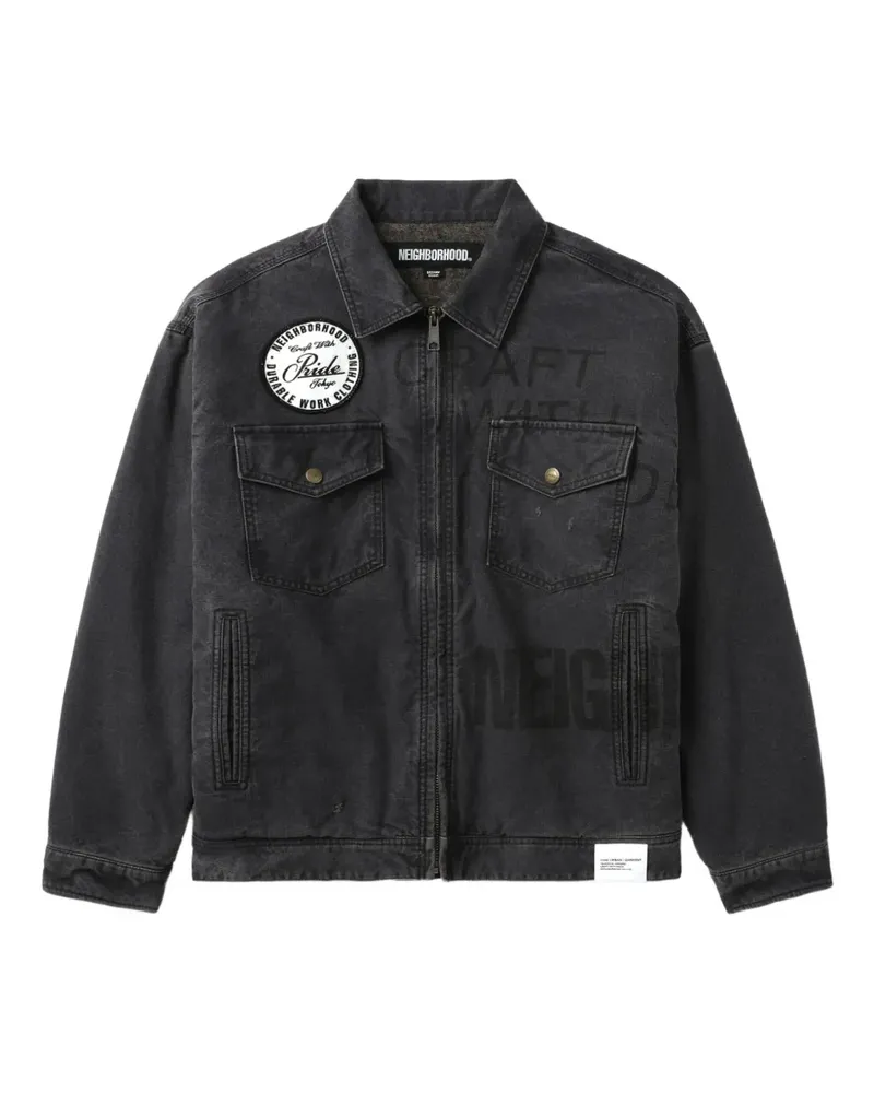 Neighborhood Jeansjacke mit besticktem Patch - Schwarz Schwarz