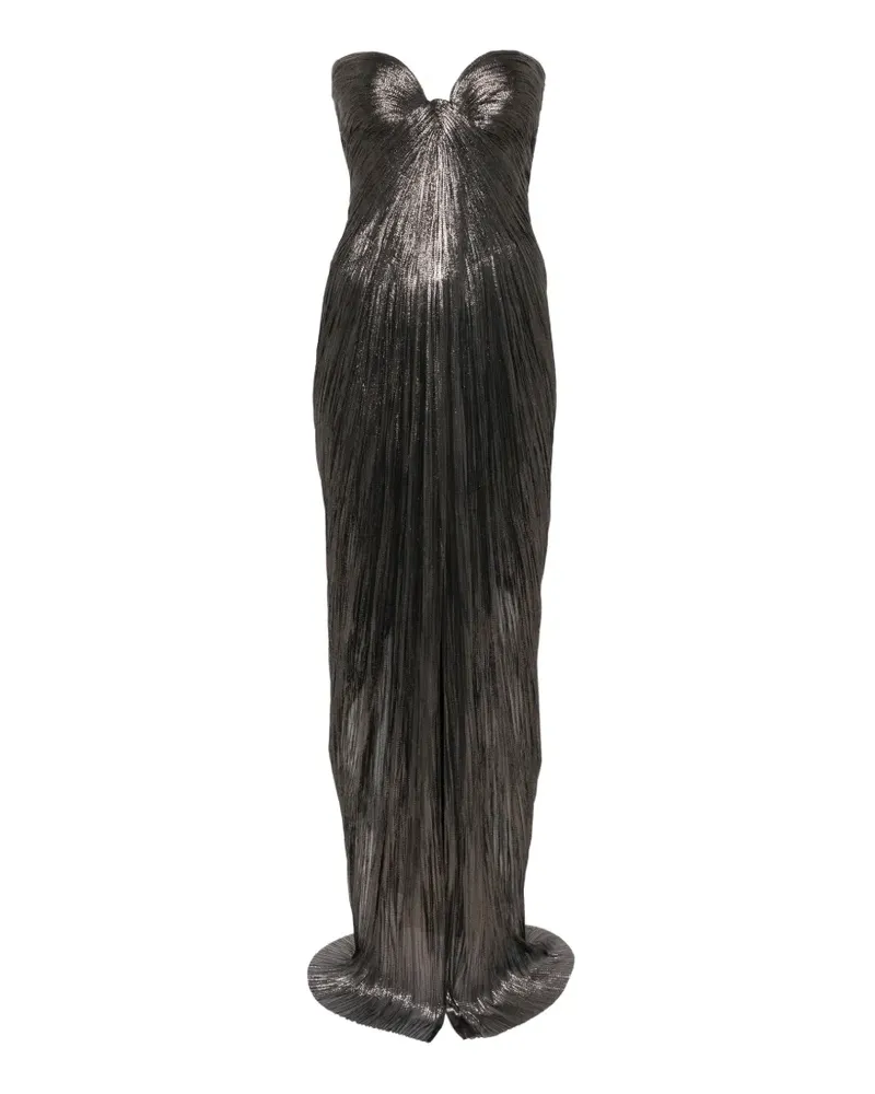 Maria Lucia Hohan Nadira Plissee-Maxikleid im Metallic-Look - Braun Braun