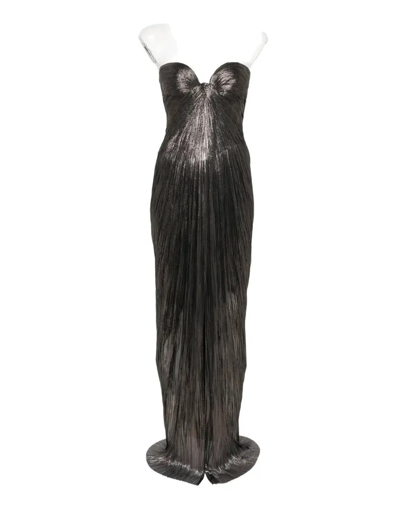 Maria Lucia Hohan Nadira metallic-effect pleated maxi dress - Braun Braun