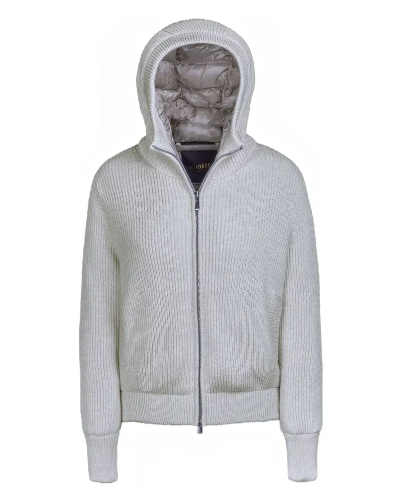 MOORER Wattierte Jacke aus Rippstrick - Grau Grau