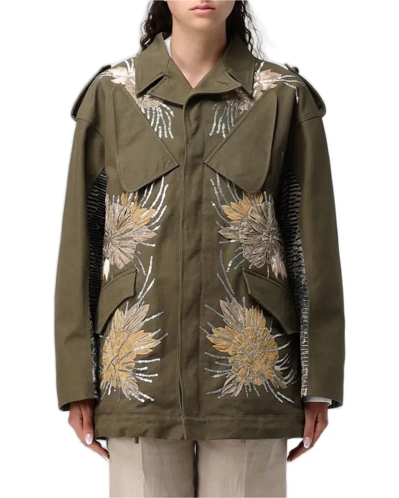 Antonio Marras Jacke mit Pailletten und Blumenpatch - Grün Grün