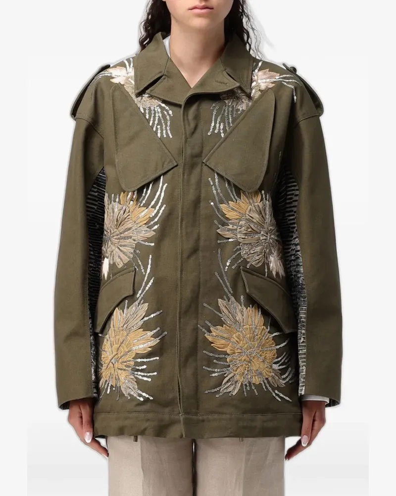 Antonio Marras sequin-embellished floral-patch jacket - Grün Grün