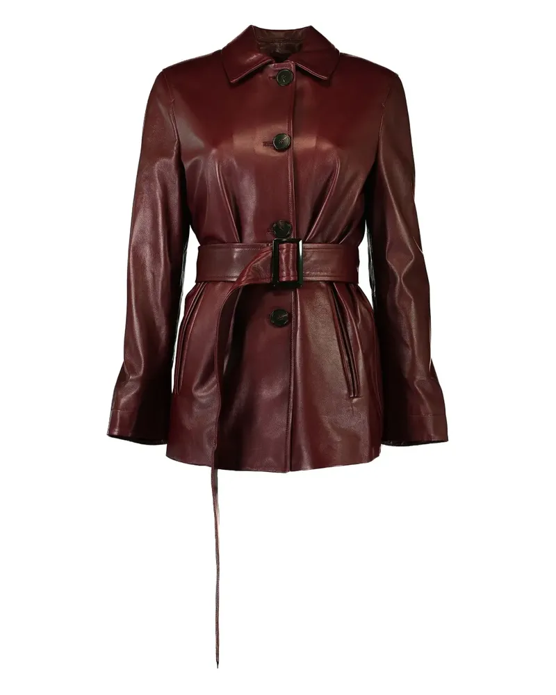 Max Mara Tolmin Ledermantel mit Gürtel - Rot Rot