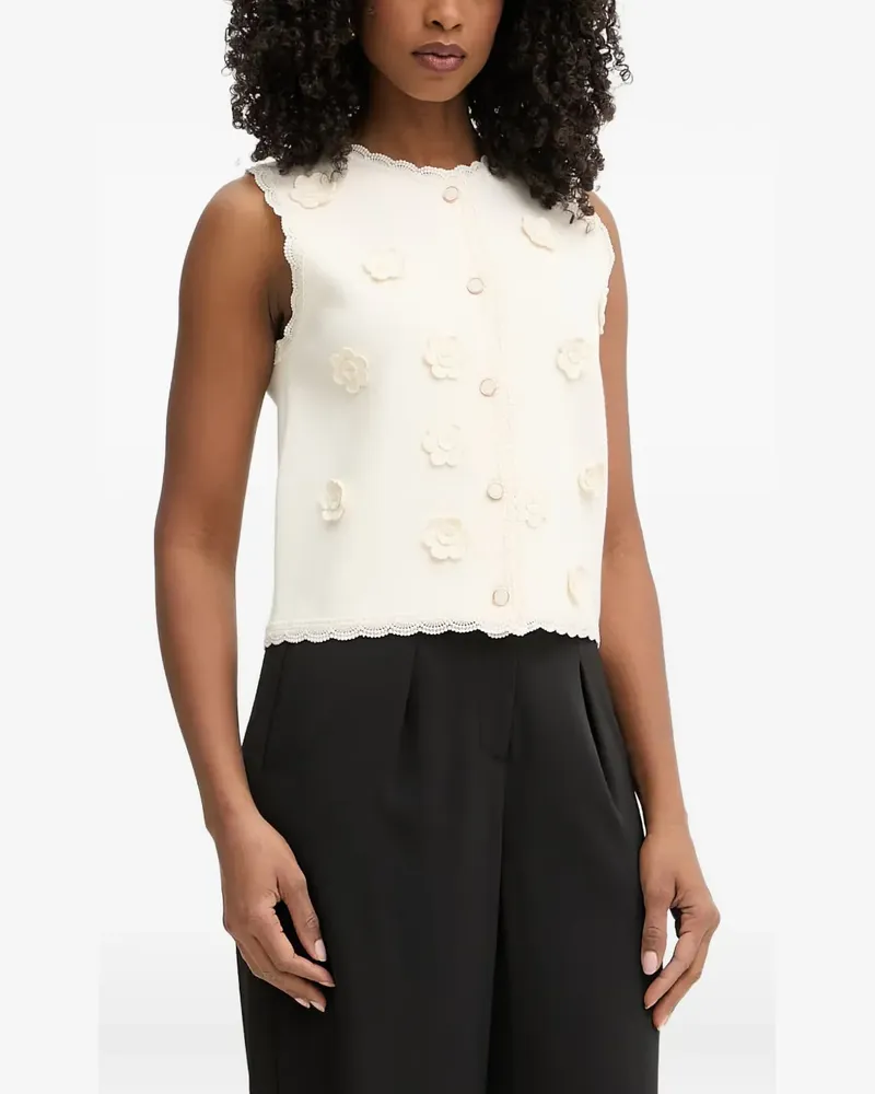 Morgan floral-appliqué lace-trim cardigan - Weiß Weiß
