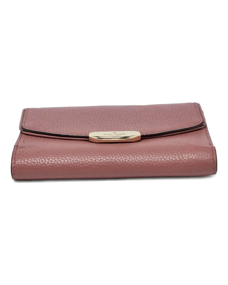 Kate Spade Kate logo-plaque pebbled-leather wallet - Rosa Rosa