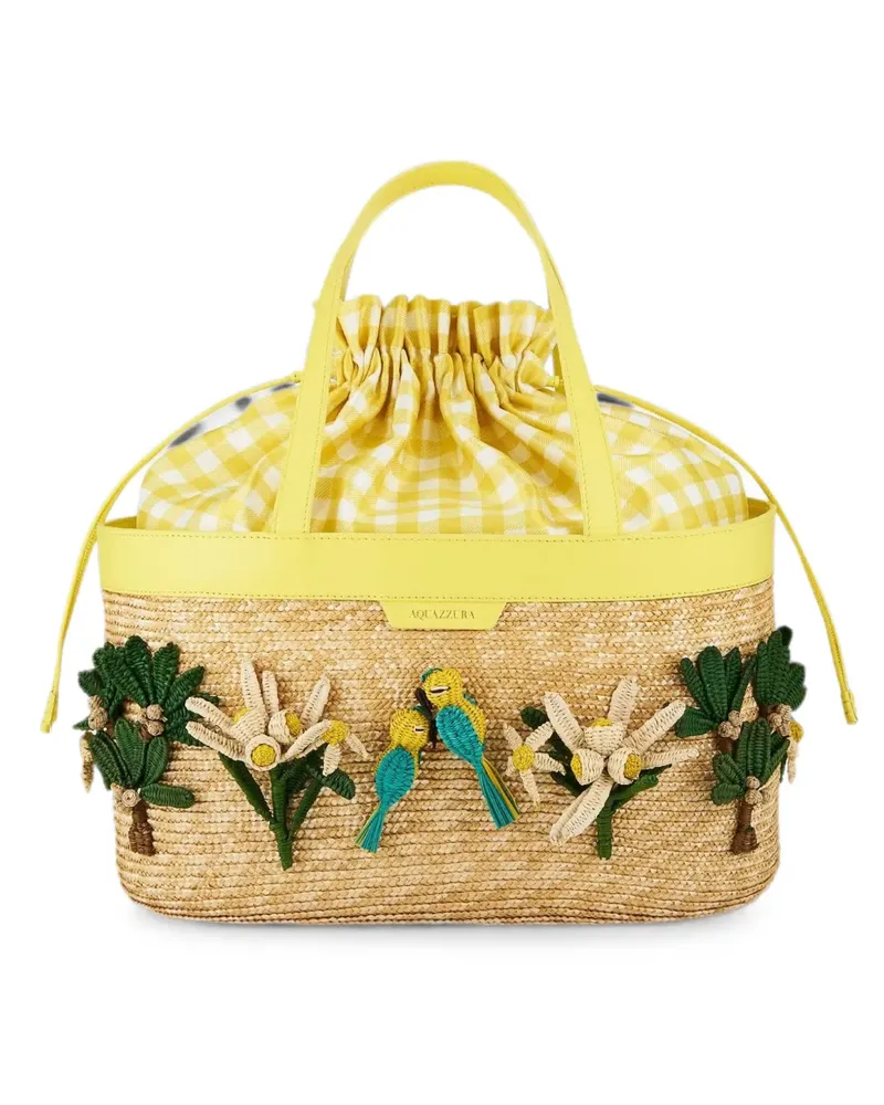 Aquazzura Birdsong raffia tote bag - Nude Nude