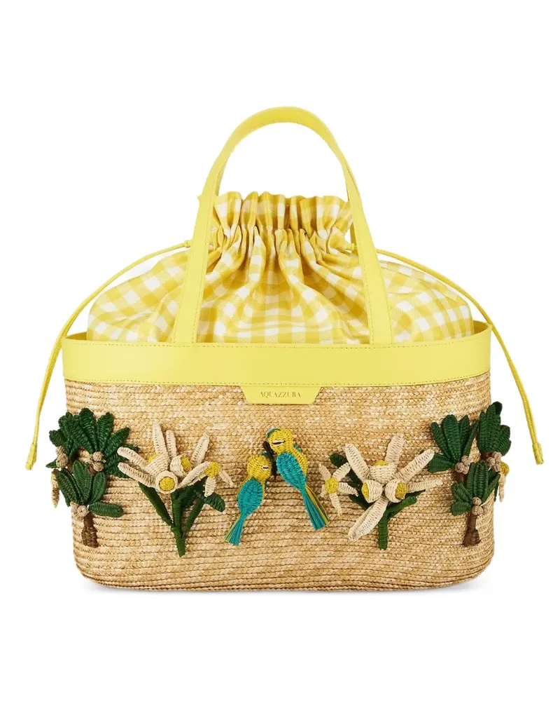 Aquazzura Birdsong Tote Bag aus Raffiabast - Nude Nude