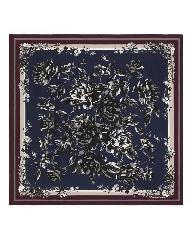 Dolce & Gabbana Schal mit Blumen-Print - Blau Blau