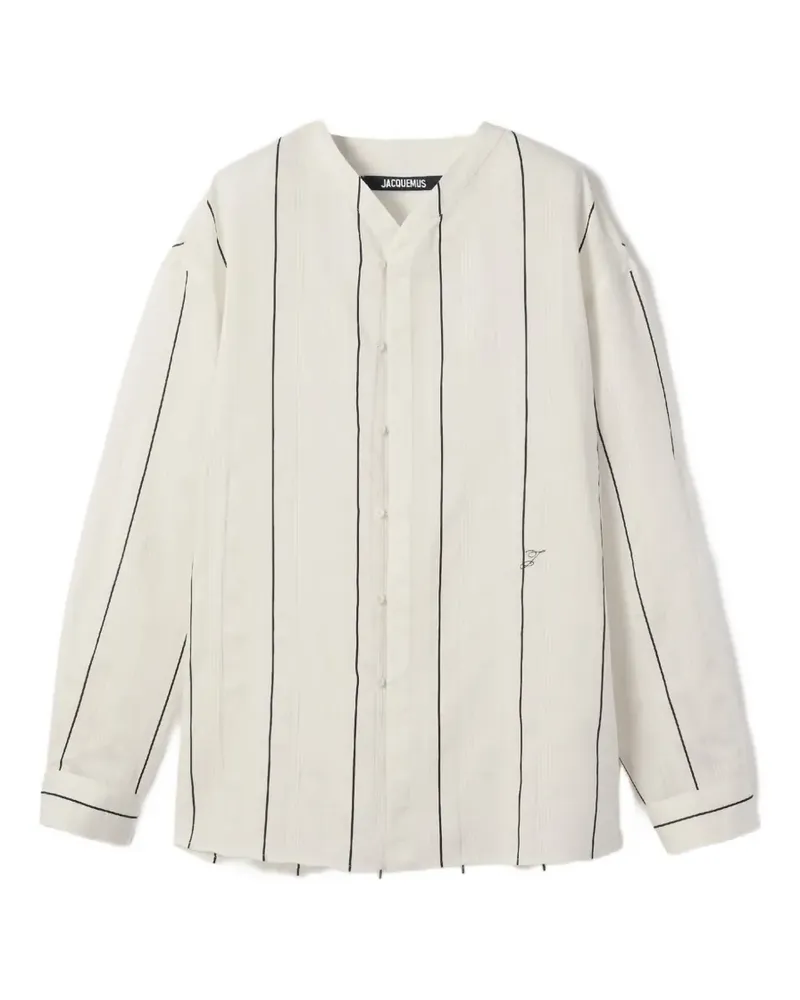 Jacquemus vertical-stripe collarless shirt - Nude Nude