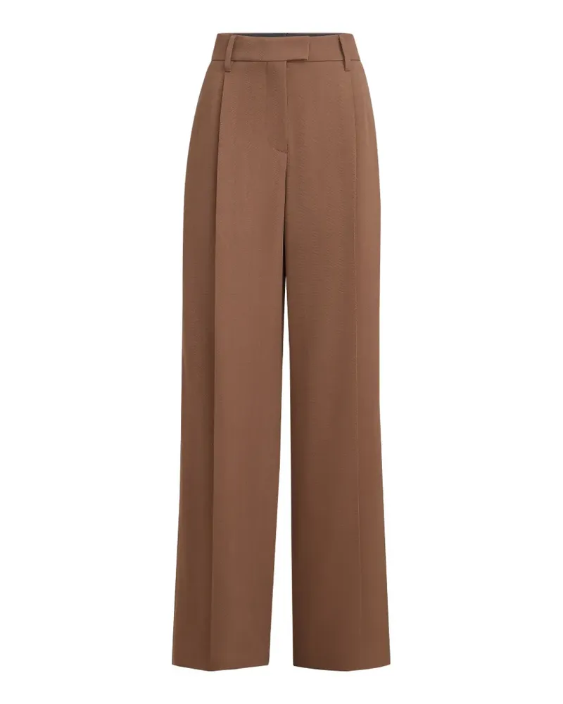 Brunello Cucinelli Tricotine Faltenhose aus Schurwolle und Viskose mit Monili - Braun Braun