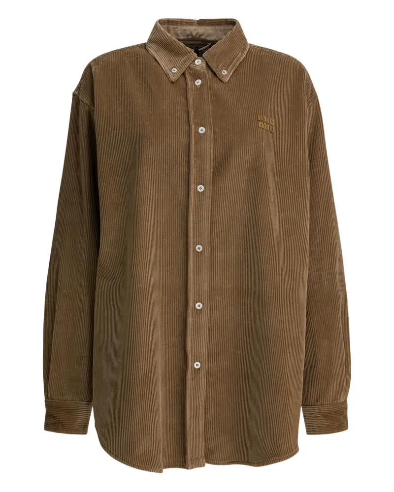 Miu Miu Hemd aus Cord mit Ellenbogen-Patches - Braun Braun