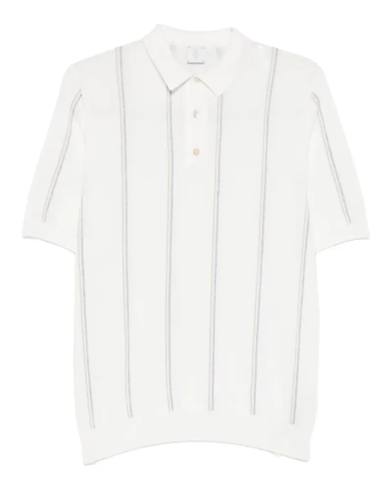 Eleventy Gestreiftes Poloshirt - Weiß Weiß