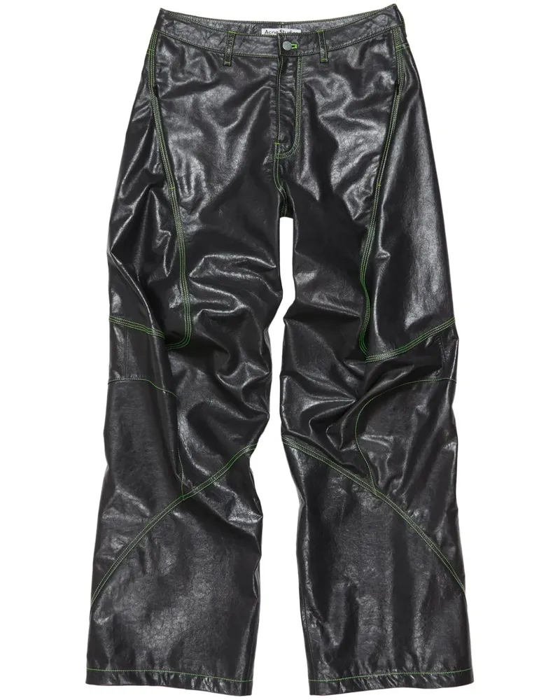 Acne Studios Lederhose mit Logo-Stickerei - Grau Grau