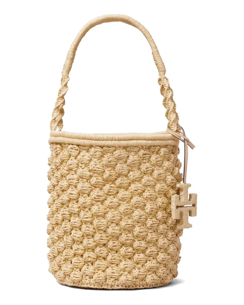 Tory Burch Ella hand-crocheted bucket bag - Nude Nude