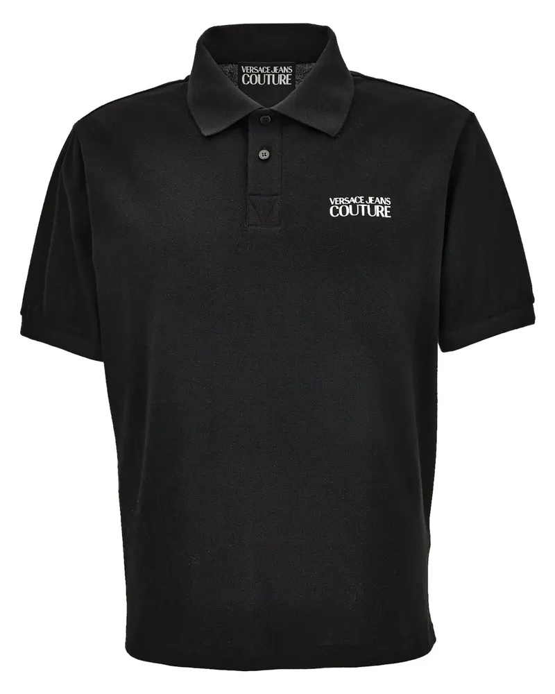 Versace Jeans Poloshirt mit Logo-Stickerei - Schwarz Schwarz