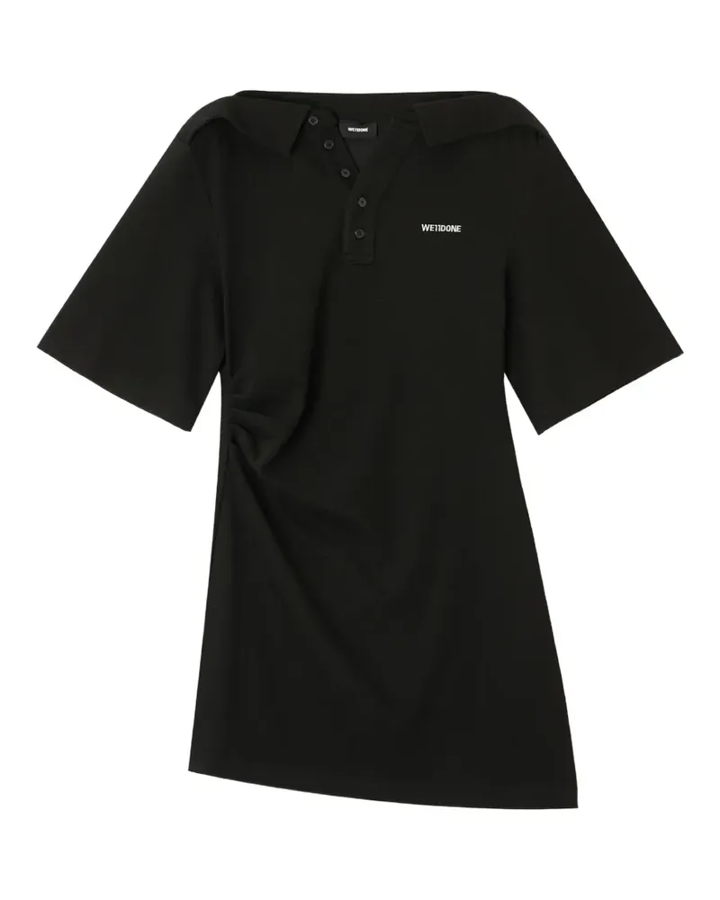 WE 11 DONE Gerafftes Minikleid mit Logo-Print - Schwarz Schwarz