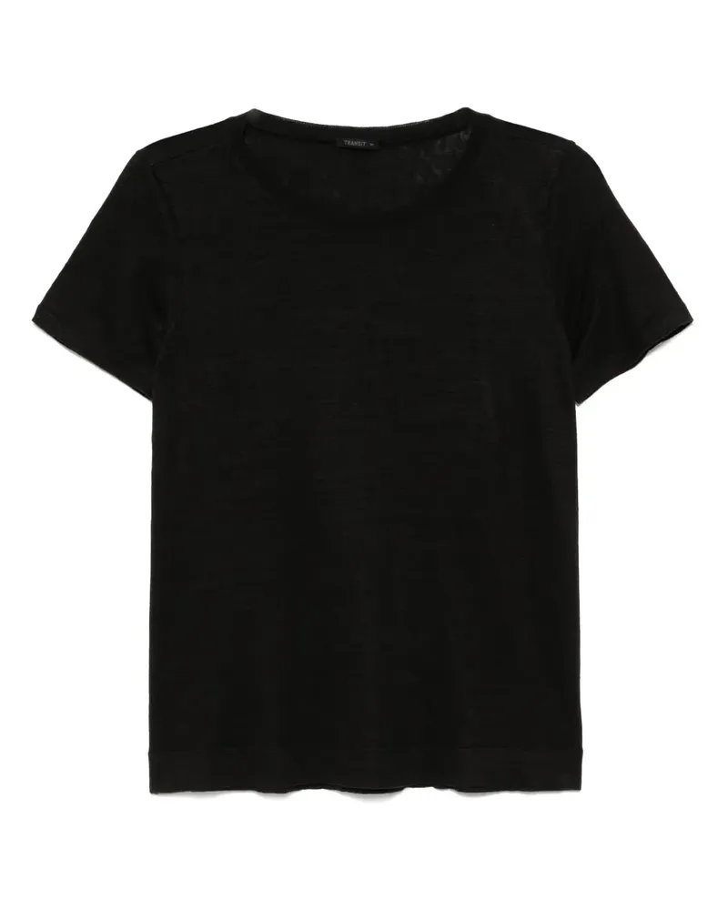 TRANSIT Klassisches T-Shirt - Schwarz Schwarz