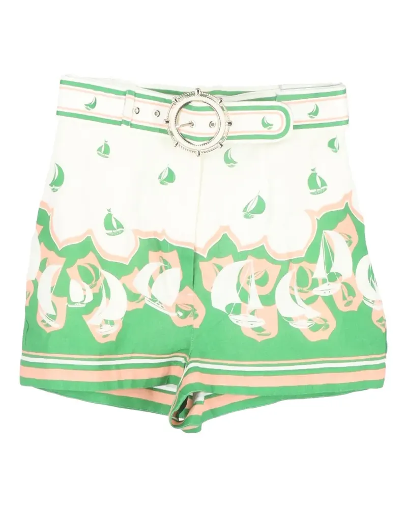 Zimmermann printed belted shorts - Weiß Weiß