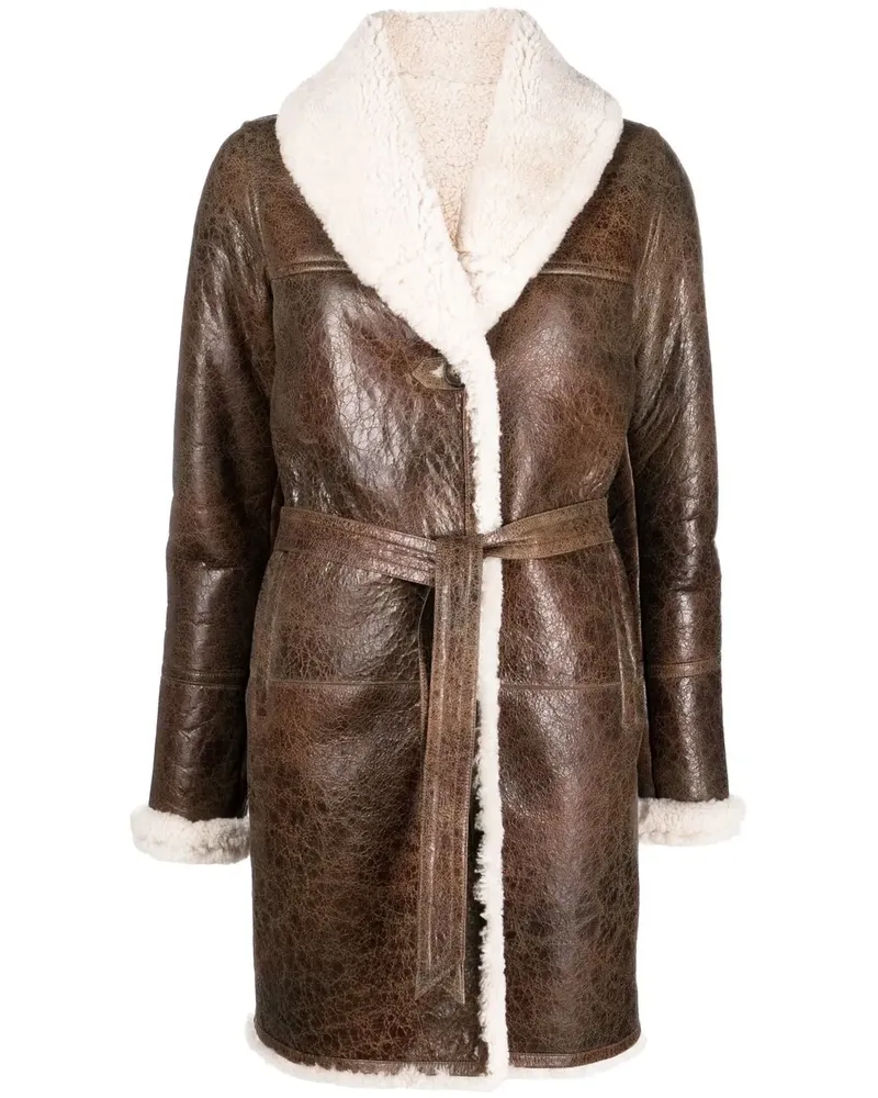 Yves Salomon Mantel aus Shearling - Braun Braun