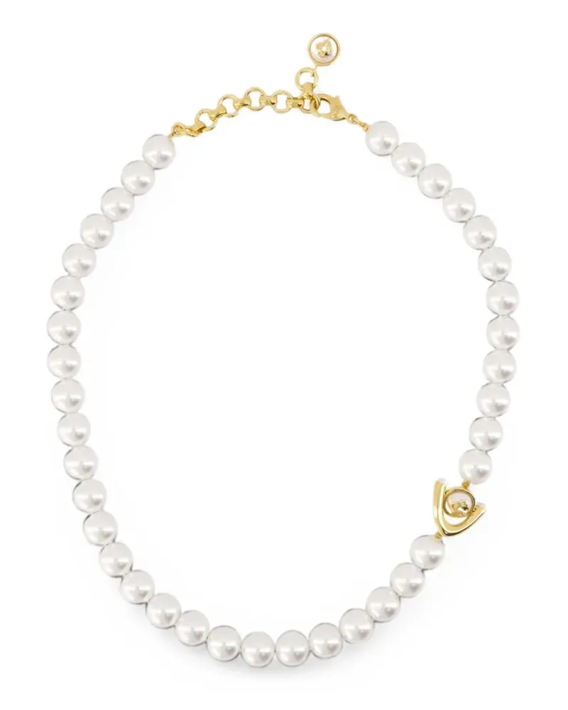 Casablanca Paris Lotus faux-pearl necklace - Gold Gold