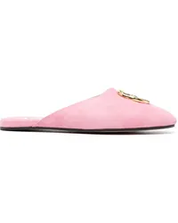 Bally Slipper mit Logo-Schild Rosa