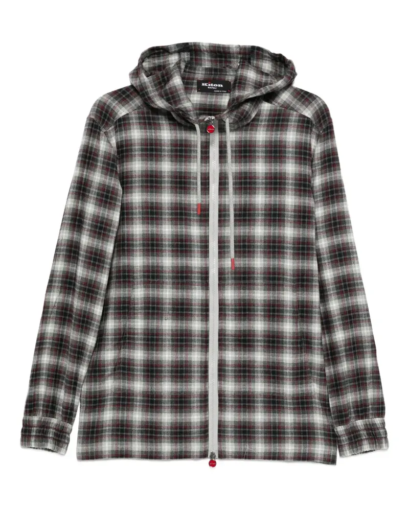 Kiton check-pattern hoodie - Grau Grau