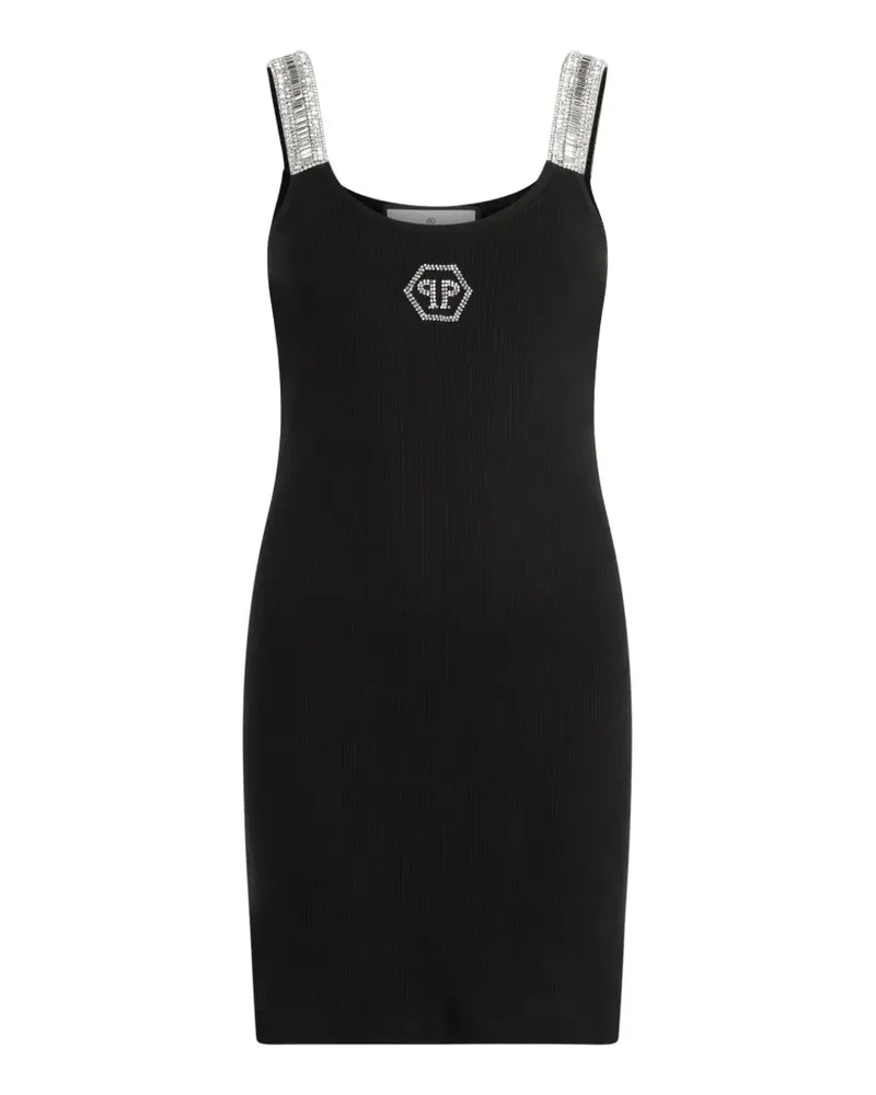 Philipp Plein Trägerkleid mit Strass - Schwarz Schwarz