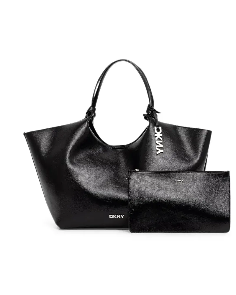 DKNY Geknoteter Tote Bag mit Logo-Schild - Schwarz Schwarz
