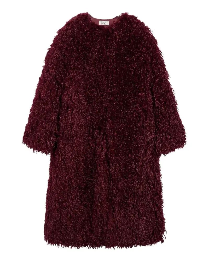 PENCE Mantel aus Faux Fur mit Rundhalsausschnitt - Violett Violett