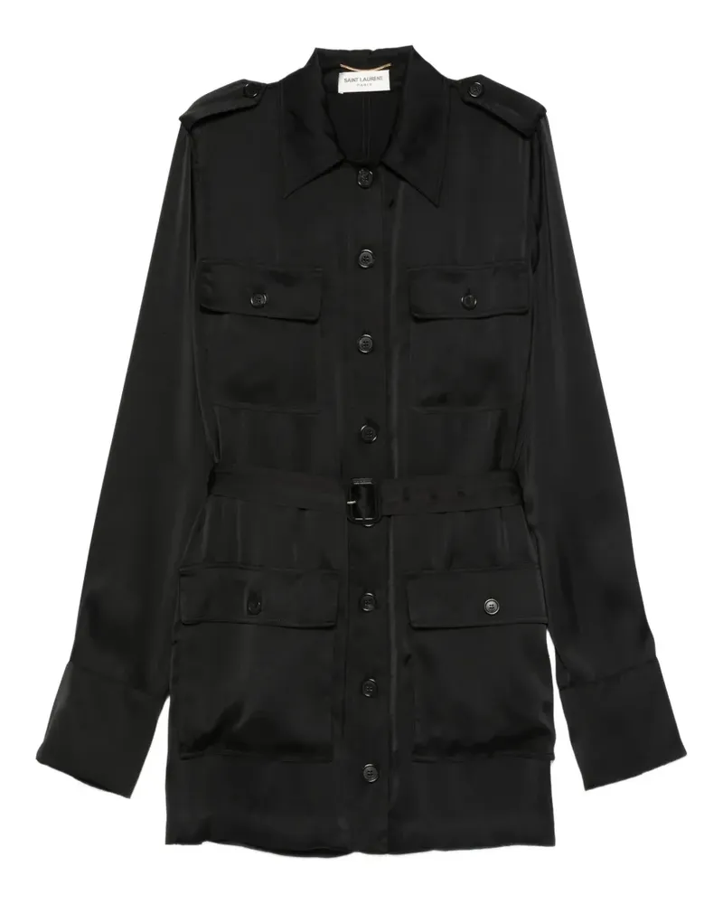 Saint Laurent Hemdkleid mit Gürtel - Schwarz Schwarz