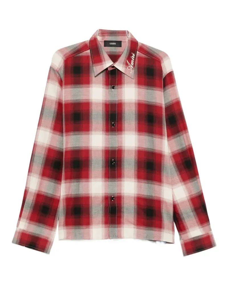 Amiri logo-embroidered checked shirt - Rot Rot