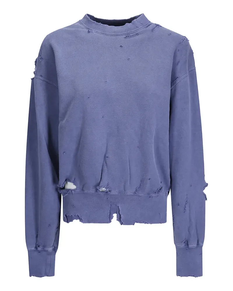KURO More Damage Sweatshirt im Distressed-Look - Blau Blau