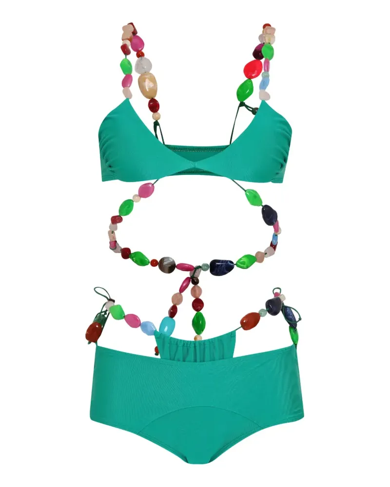 Amir Slama beaded-detail bikini set - Grün Grün