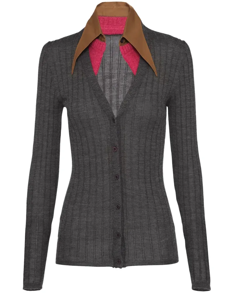 Prada Cardigan aus Kaschmir-Seide - Grau Grau