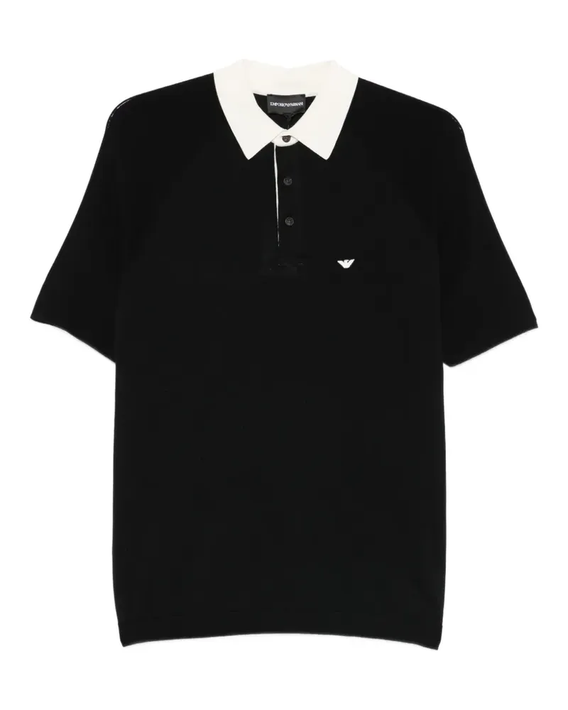 Emporio Armani logo-embroidered polo shirt - Schwarz Schwarz