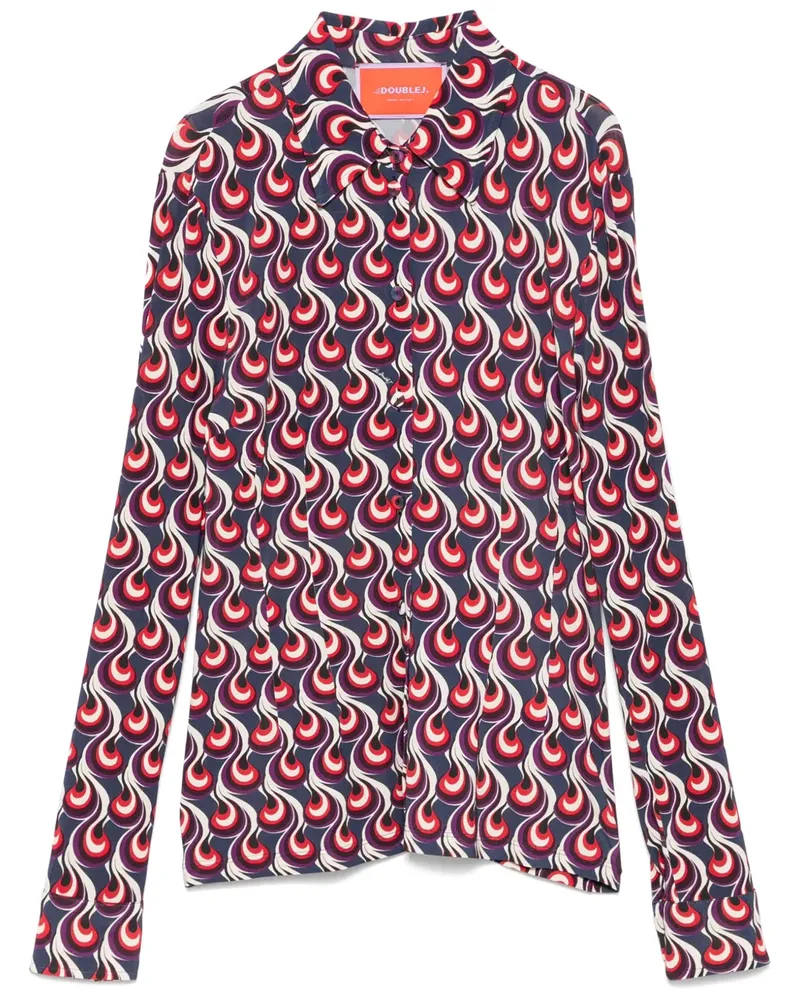 La DoubleJ Hemd mit geometrischem Print - Blau Blau
