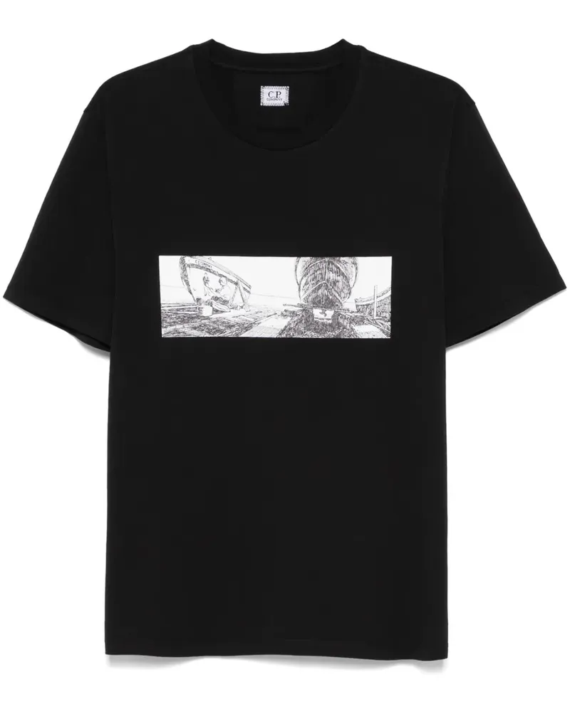 C.P. Company T-Shirt mit Illustrations-Print - Schwarz Schwarz