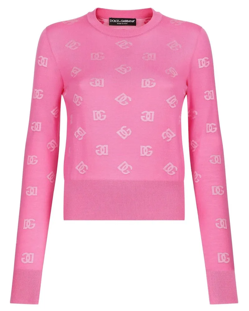 Dolce & Gabbana Jacquard-Pullover mit Logo - Rosa Rosa