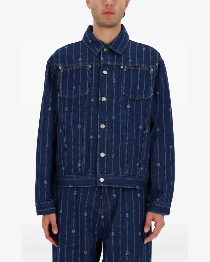 Drôle de Monsieur Geknöpfte Jacke mit Streifen - Blau Blau